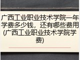 广西工业职业技术学院一年学费多少钱，还有哪些费用(广西工业职业技术学院学费)