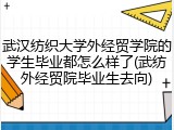 武汉纺织大学外经贸学院的学生毕业都怎么样了(武纺外经贸院毕业生去向)
