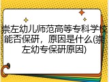 崇左幼儿师范高等专科学校能否保研，原因是什么(崇左幼专保研原因)