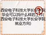 西安电子科技大学长安学院毕业可以找什么样的工作(西安电子科技大学长安学院就业方向)