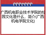 广西机电职业技术学院的校园文化是什么，简介(广西机电学院文化)