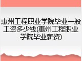 惠州工程职业学院毕业一般工资多少钱(惠州工程职业学院毕业薪资)