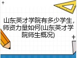 山东英才学院有多少学生，师资力量如何(山东英才学院师生概况)