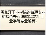 黑龙江工业学院的普通专业和特色专业详解(黑龙江工业学院专业解析)