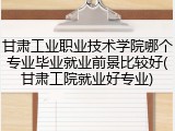 甘肃工业职业技术学院哪个专业毕业就业前景比较好(甘肃工院就业好专业)