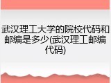 武汉理工大学的院校代码和邮编是多少(武汉理工邮编代码)