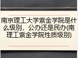 南京理工大学紫金学院是什么级别，公办还是民办(南理工紫金学院性质级别)