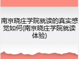 南京晓庄学院就读的真实感觉如何(南京晓庄学院就读体验)