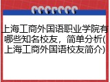 上海工商外国语职业学院有哪些知名校友，简单分析(上海工商外国语校友简介)