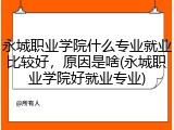 永城职业学院什么专业就业比较好，原因是啥(永城职业学院好就业专业)