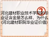河北建材职业技术学院的毕业证含金量怎么样，为什么(河北建材职院毕业证价值)