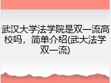 武汉大学法学院是双一流高校吗，简单介绍(武大法学双一流)