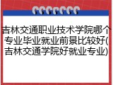 吉林交通职业技术学院哪个专业毕业就业前景比较好(吉林交通学院好就业专业)