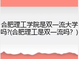 合肥理工学院是双一流大学吗?(合肥理工是双一流吗？)