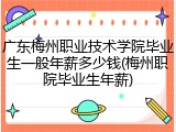广东梅州职业技术学院毕业生一般年薪多少钱(梅州职院毕业生年薪)