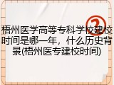梧州医学高等专科学校建校时间是哪一年，什么历史背景(梧州医专建校时间)