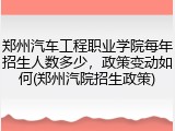 郑州汽车工程职业学院每年招生人数多少，政策变动如何(郑州汽院招生政策)