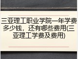 三亚理工职业学院一年学费多少钱，还有哪些费用(三亚理工学费及费用)
