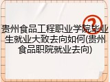 贵州食品工程职业学院毕业生就业大致去向如何(贵州食品职院就业去向)
