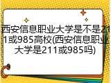 西安信息职业大学是不是211或985高校(西安信息职业大学是211或985吗)