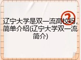 辽宁大学是双一流高校吗，简单介绍(辽宁大学双一流简介)