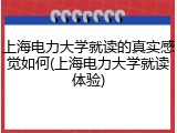 上海电力大学就读的真实感觉如何(上海电力大学就读体验)