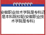 安徽职业技术学院是专科还是本科院校呢(安徽职业技术学院是专科)
