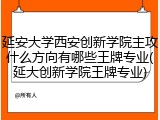 延安大学西安创新学院主攻什么方向有哪些王牌专业(延大创新学院王牌专业)