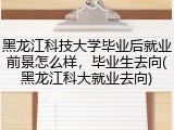 黑龙江科技大学毕业后就业前景怎么样，毕业生去向(黑龙江科大就业去向)