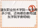 建东职业技术学院一年学费多少钱，还有哪些费用(建东学院学费明细)