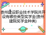 贵州建设职业技术学院共开设有哪些类型奖学金(贵州建院奖学金种类)