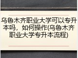 乌鲁木齐职业大学可以专升本吗，如何操作(乌鲁木齐职业大学专升本流程)