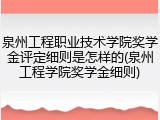 泉州工程职业技术学院奖学金评定细则是怎样的(泉州工程学院奖学金细则)