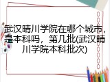 武汉晴川学院在哪个城市，是本科吗，第几批(武汉晴川学院本科批次)