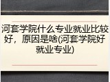 河套学院什么专业就业比较好，原因是啥(河套学院好就业专业)
