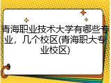 青海职业技术大学有哪些专业，几个校区(青海职大专业校区)
