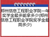 郑州信息工程职业学院一年奖学金最多能拿多少(郑州信息工程职业学院奖学金最高多少)