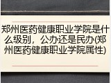 郑州医药健康职业学院是什么级别，公办还是民办(郑州医药健康职业学院属性)
