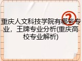 重庆人文科技学院有哪些专业，王牌专业分析(重庆高校专业解析)