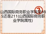 山西国际商务职业学院是985还是211(山西国际商务职业学院属性)
