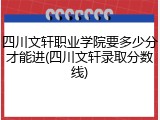 四川文轩职业学院要多少分才能进(四川文轩录取分数线)
