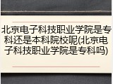 北京电子科技职业学院是专科还是本科院校呢(北京电子科技职业学院是专科吗)