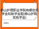 泰山护理职业学院有哪些奖学金和助学金呢(泰山护院奖助学金)