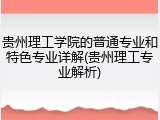 贵州理工学院的普通专业和特色专业详解(贵州理工专业解析)