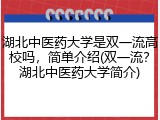湖北中医药大学是双一流高校吗，简单介绍(双一流？湖北中医药大学简介)