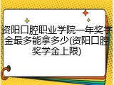 资阳口腔职业学院一年奖学金最多能拿多少(资阳口腔奖学金上限)