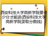 西安科技大学高新学院要多少分才能进(西安科技大学高新学院录取分数线)
