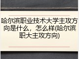 哈尔滨职业技术大学主攻方向是什么，怎么样(哈尔滨职大主攻方向)