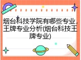 烟台科技学院有哪些专业，王牌专业分析(烟台科技王牌专业)