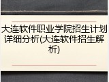 大连软件职业学院招生计划详细分析(大连软件招生解析)